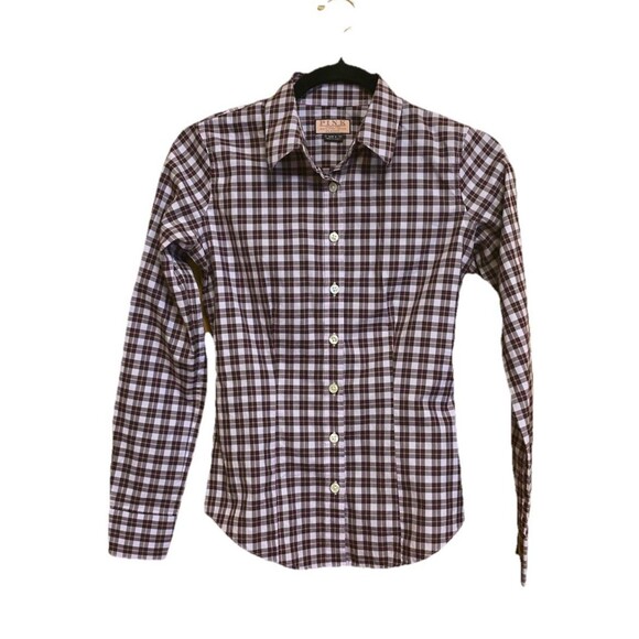 - PINK Thomas Pink Classic Button Down Check Long Sleeve Top Cotton US 6 - Picture 1 of 8